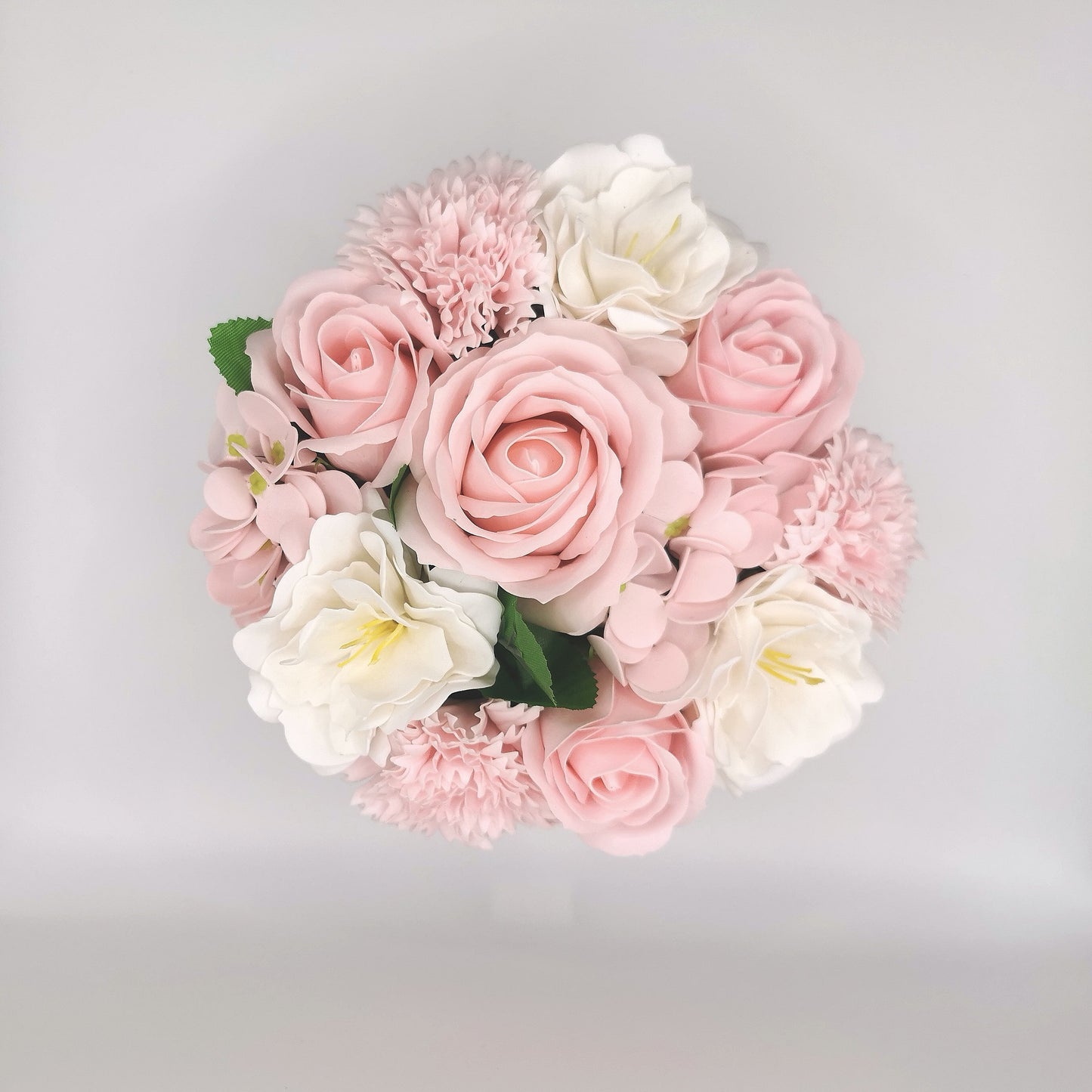 " Composition "à la mi mai" rose et blanc"