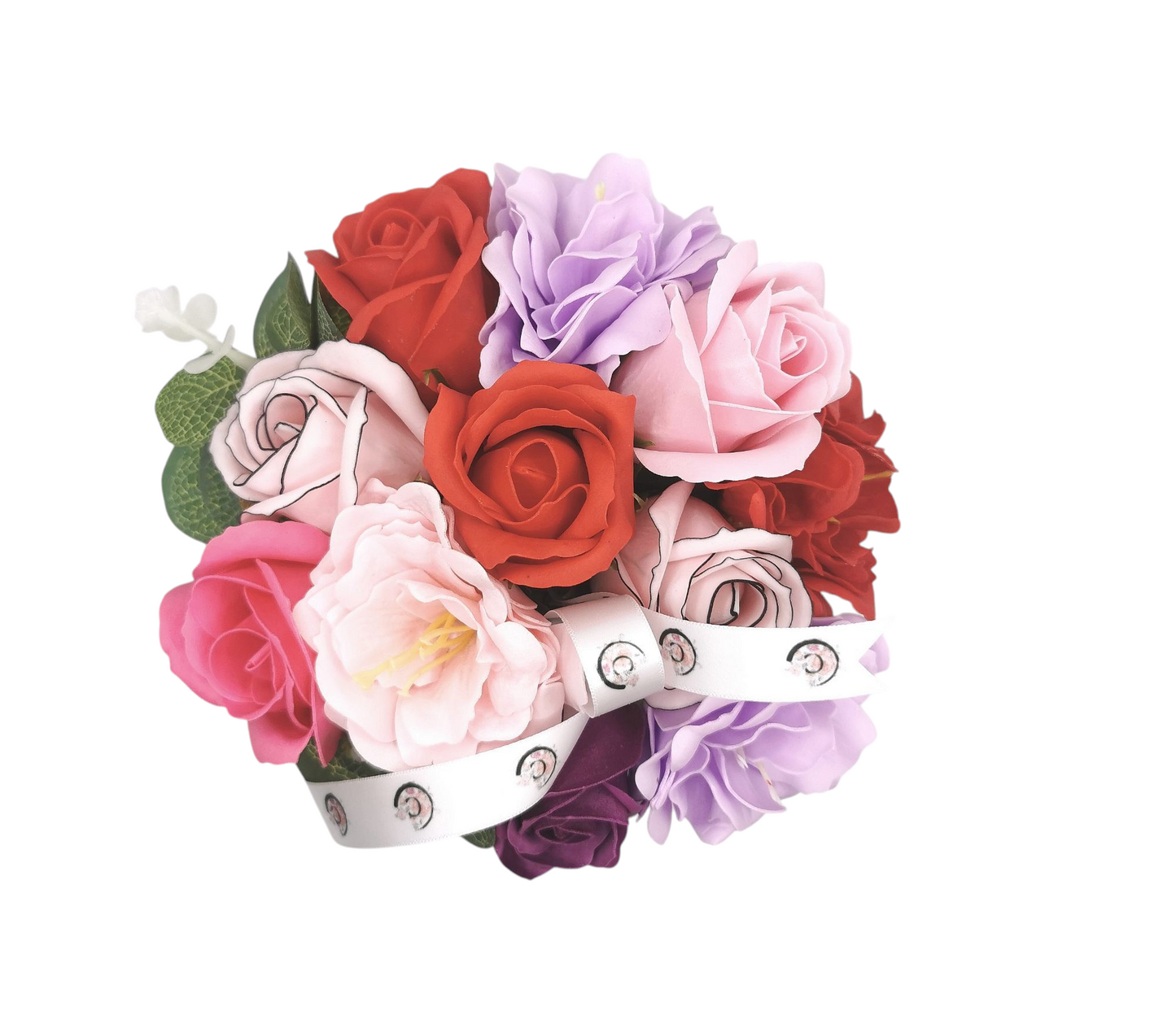 Composition Hugo, fleurs de savon variées (roses multiples, petites pivoines) - Corté France
