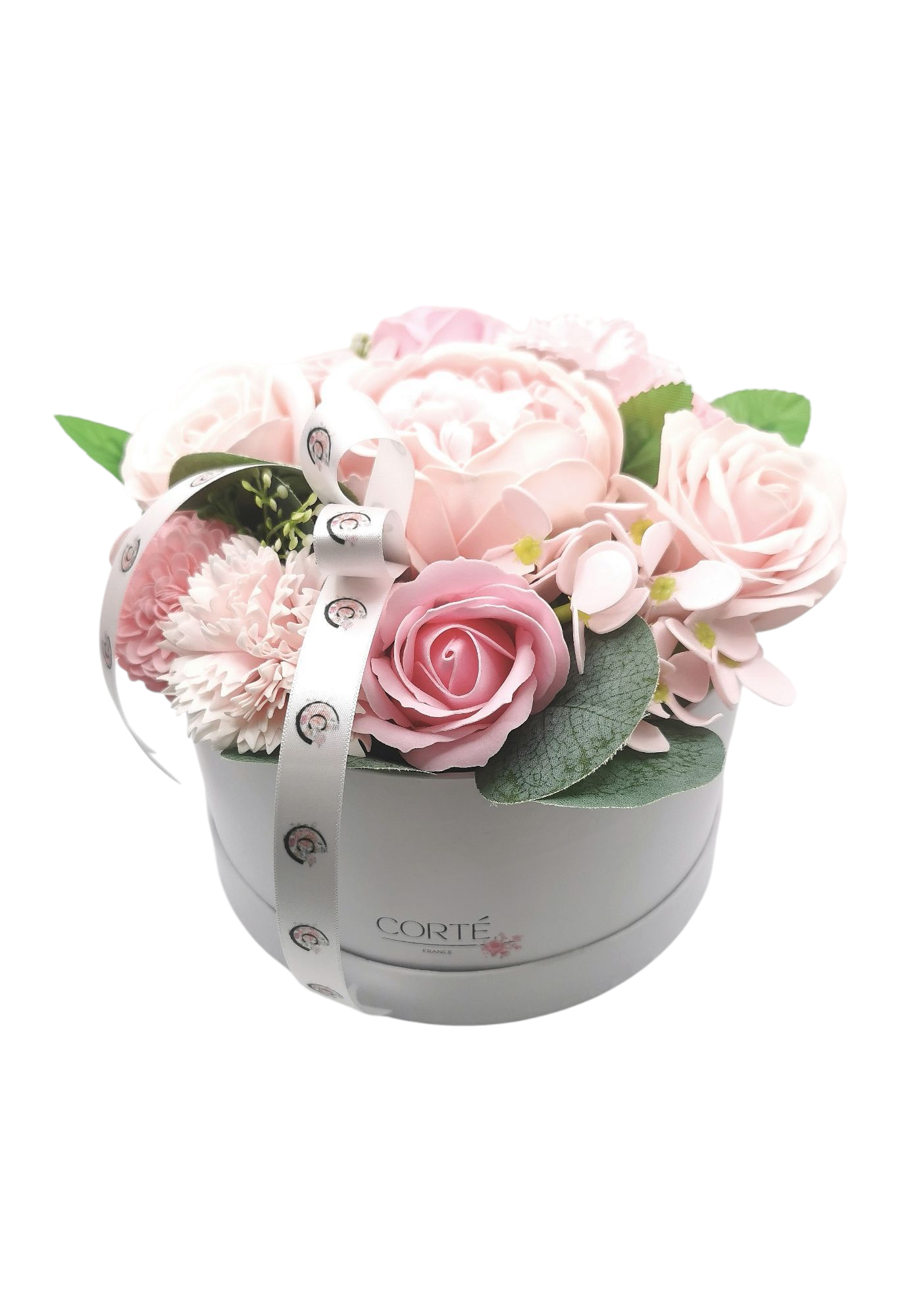Composition Emma, fleurs de savon variées ( rose, pivoine, hortensia …)