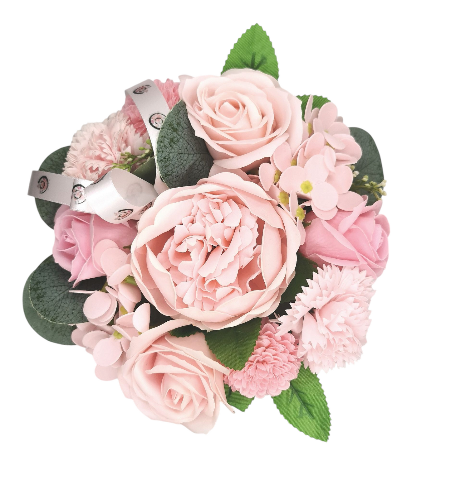 Composition Emma, fleurs de savon variées ( rose, pivoine, hortensia …)