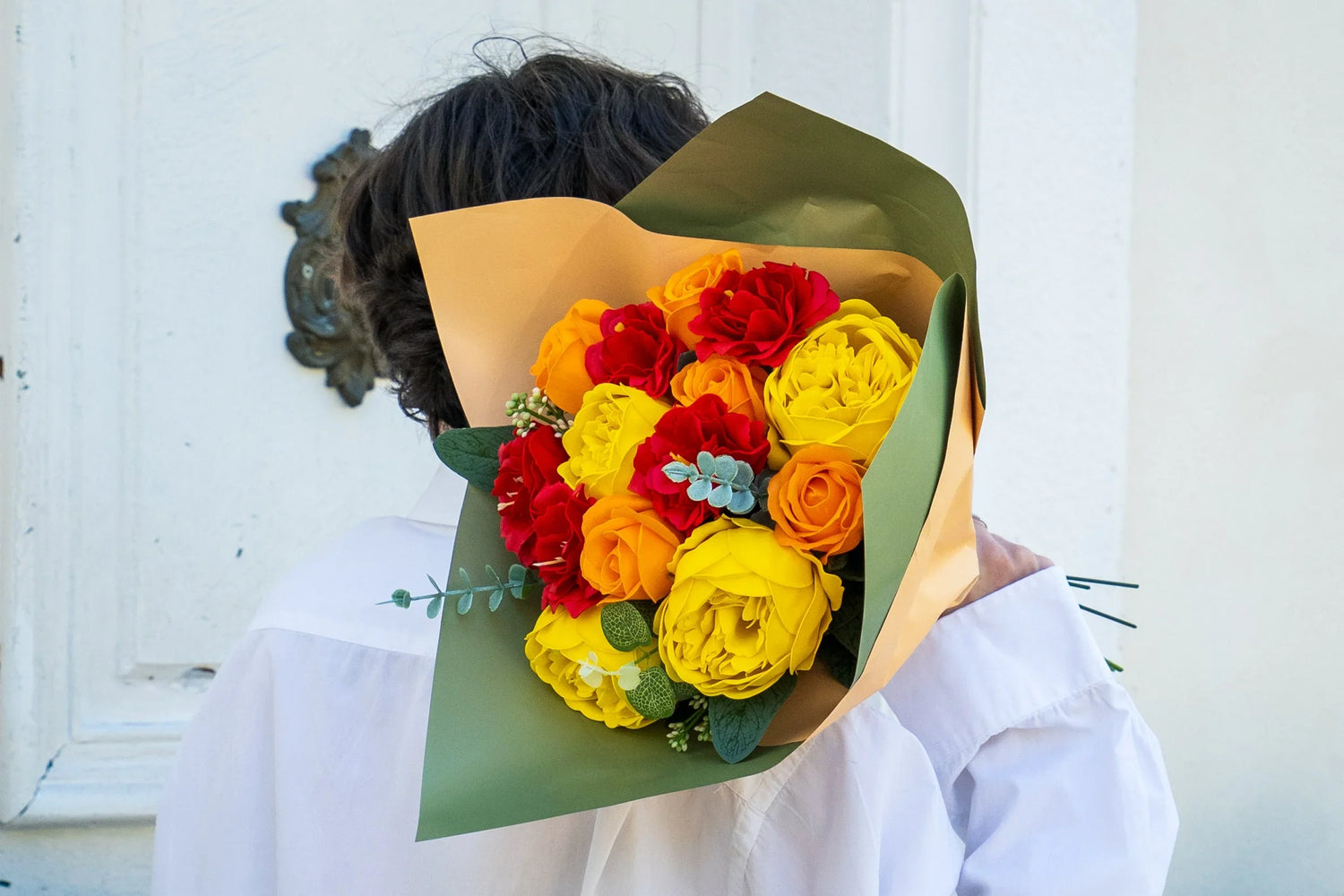 Bouquet de fleurs de savon colorés