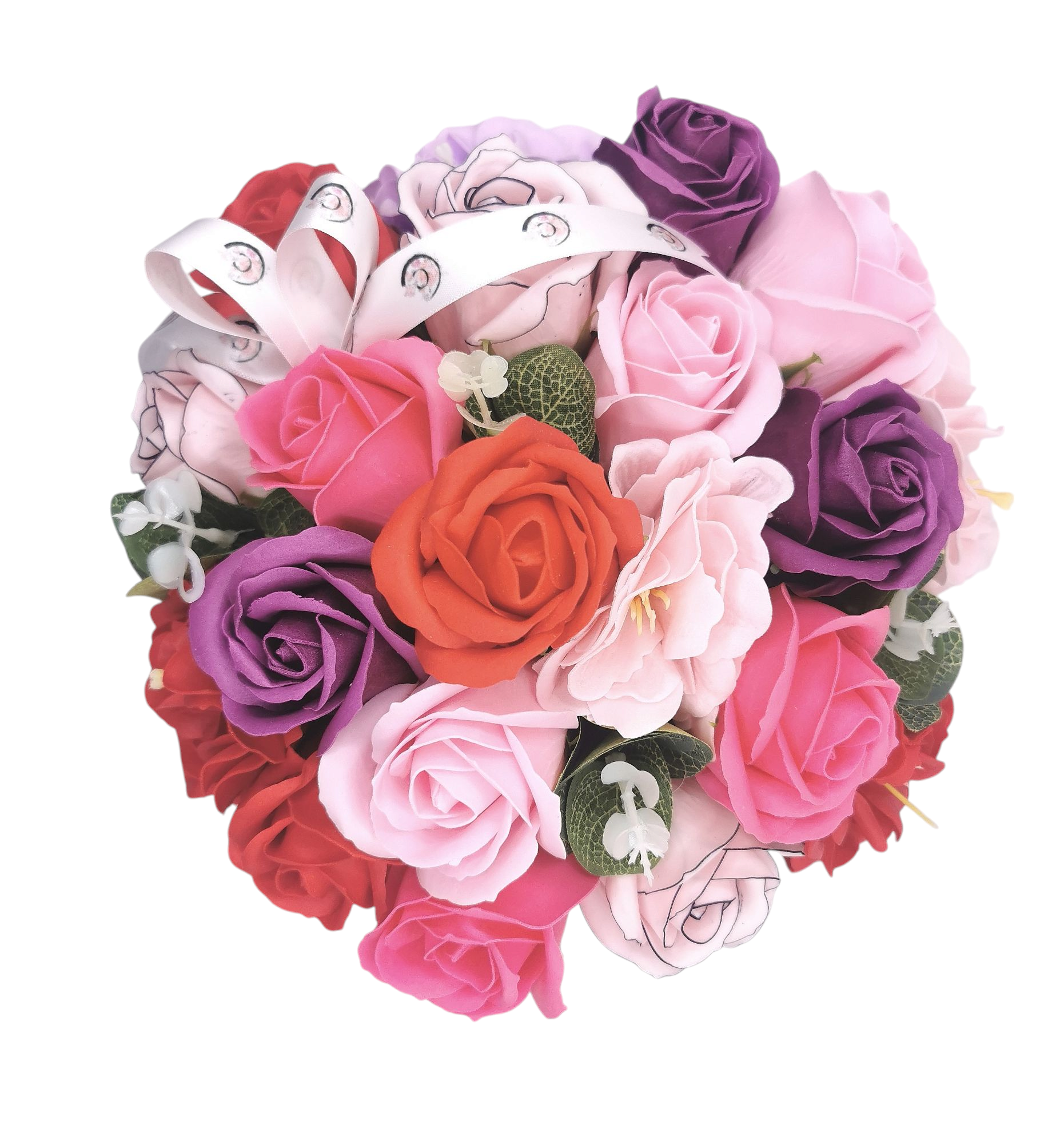 Composition Hugo, fleurs de savon variées (roses multiples, petites pivoines) - Corté France