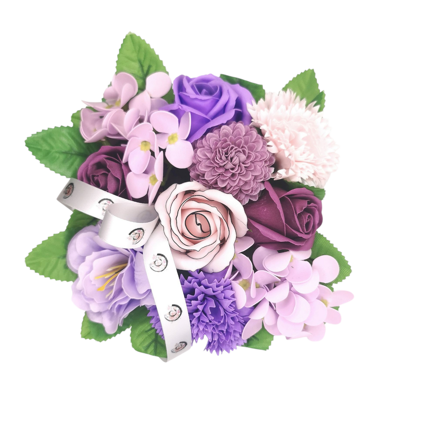 Composition Leïla, fleurs de savon variées ( rose, tulipe, hortensia...)
