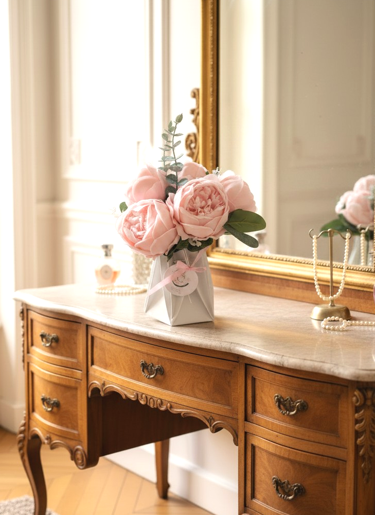 Bouquet de 5 pivoines dans son vase Corté France