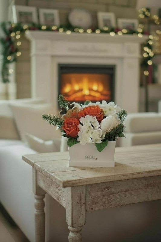 fleurs de savon en rouge et blanc