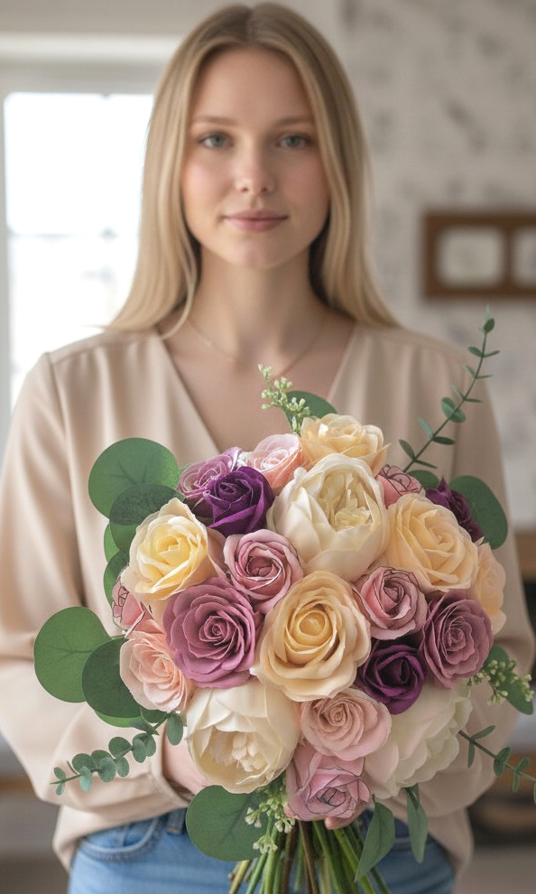 bouquet de fleurs de savon par des artisans fleuristes